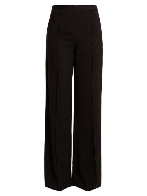 Matchesfashion.com Diane Von Furstenberg - High Rise Wide Leg Crepe Trousers - Womens - Black