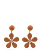 Matchesfashion.com Rebecca De Ravenel - Daisy Cord Clip On Earrings - Womens - Brown