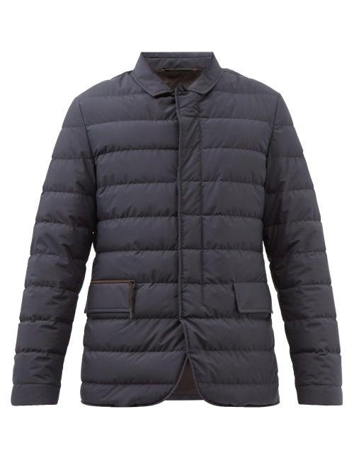Ermenegildo Zegna - Stratos Nubuck-trim Quilted-shell Down Jacket - Mens - Navy