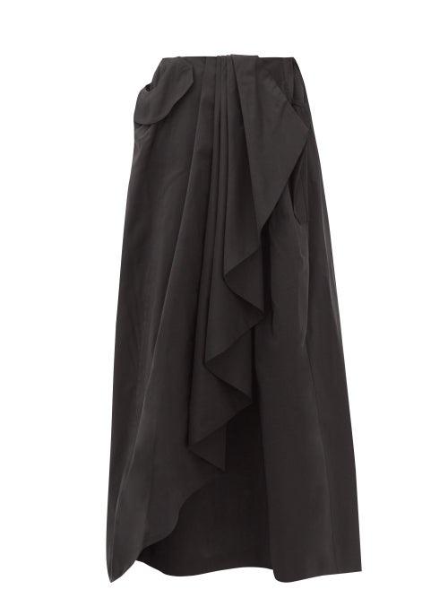 Matchesfashion.com Preen By Thornton Bregazzi - Toderina Ruffled Taffeta Midi Skirt - Womens - Black