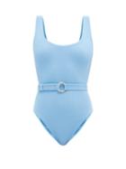 Melissa Odabash - Rio Belted Scoop-neck Swimsuit - Womens - Blue