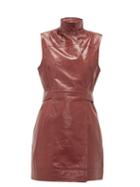 Matchesfashion.com Ganni - Sleeveless Leather Wrap Dress - Womens - Burgundy