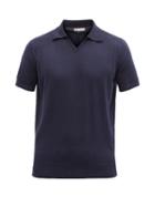 Matchesfashion.com Brunello Cucinelli - Knitted Cotton Polo Shirt - Mens - Navy