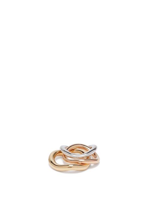 Matchesfashion.com Charlotte Chesnais - Wave Rose Gold & 18kt Gold Plated Stacking Rings - Womens - Gold