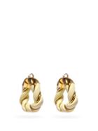 Matchesfashion.com Bottega Veneta - Twisted Triangle 18kt Gold-plated Hoop Earrings - Womens - Cream