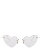 Matchesfashion.com Saint Laurent - Loulou Heart Shaped Metal Sunglasses - Womens - Silver