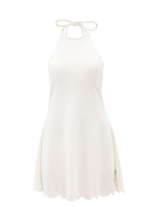 Ladies Activewear Marysia Sport - Bianca Scalloped-edge Halterneck Mini Dress - Womens - White