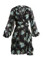Matchesfashion.com Zimmermann - Whitewash Ruffle Wrap Dress - Womens - Black Print