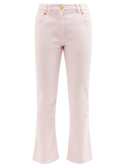 Ladies Rtw Balmain - Low-rise Cropped Kick-flare Jeans - Womens - Pink