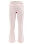 Ladies Rtw Balmain - Low-rise Cropped Kick-flare Jeans - Womens - Pink