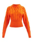 Emilia Wickstead - Hilda High-neck Cabled-wool Sweater - Womens - Orange