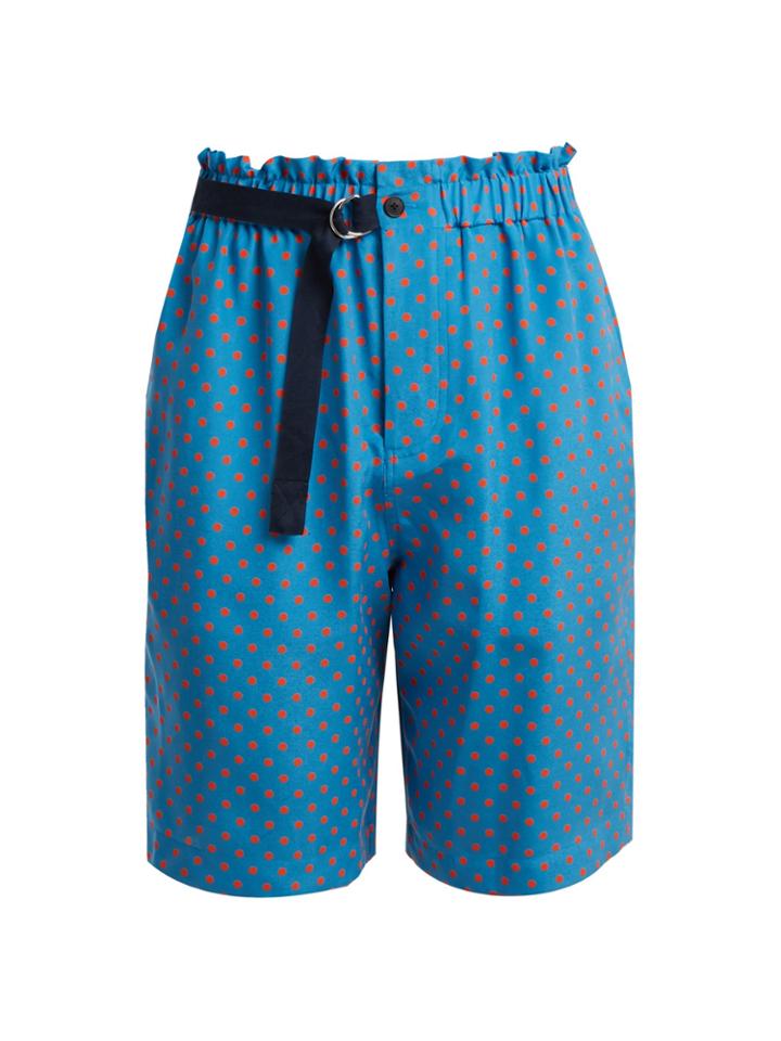 Joseph Louis Polka-dot Print Silk-chiffon Shorts