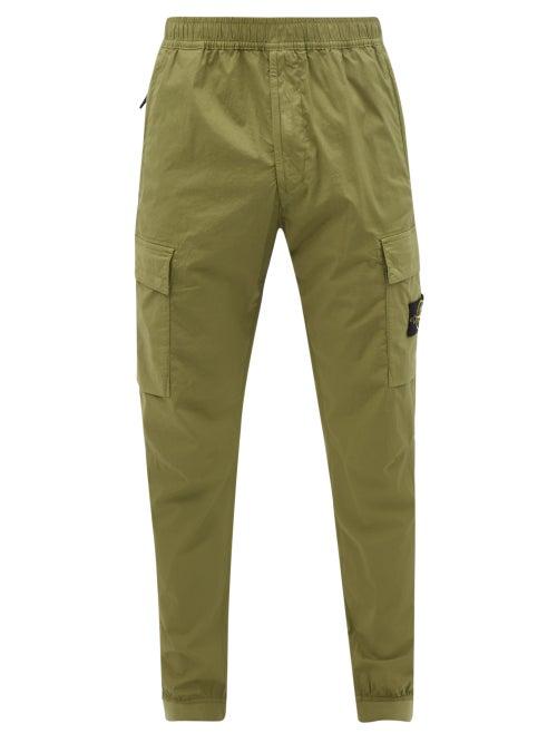 Stone Island - Logo-patch Cotton-tela Cargo Trousers - Mens - Green