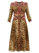 Matchesfashion.com Etro - Animal Print V Neck Midi Dress - Womens - Leopard
