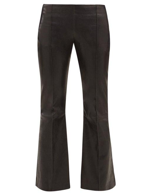 Matchesfashion.com The Row - Cabet Leather Kick Flare Trousers - Womens - Black
