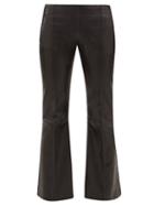 Matchesfashion.com The Row - Cabet Leather Kick Flare Trousers - Womens - Black