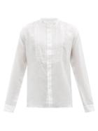 120 Lino 120% Lino - Stand-collar Linen Shirt - Mens - White