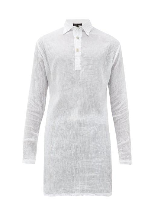 Matchesfashion.com Edward Cuming - Crinkled Cotton-muslin Polo Shirt - Mens - White
