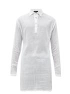 Matchesfashion.com Edward Cuming - Crinkled Cotton-muslin Polo Shirt - Mens - White