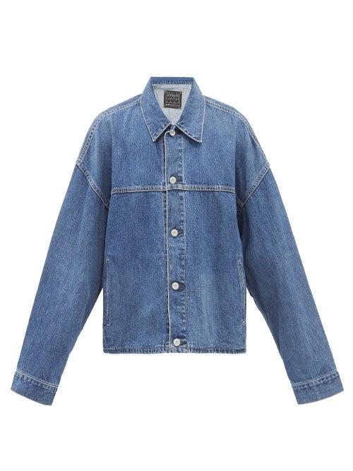 Kuro - Oversized Garment-dyed Denim Jacket - Womens - Mid Denim