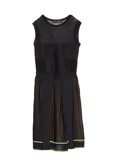 Matchesfashion.com Versace - Multi Knit Sleeveless Dress - Womens - Black Green