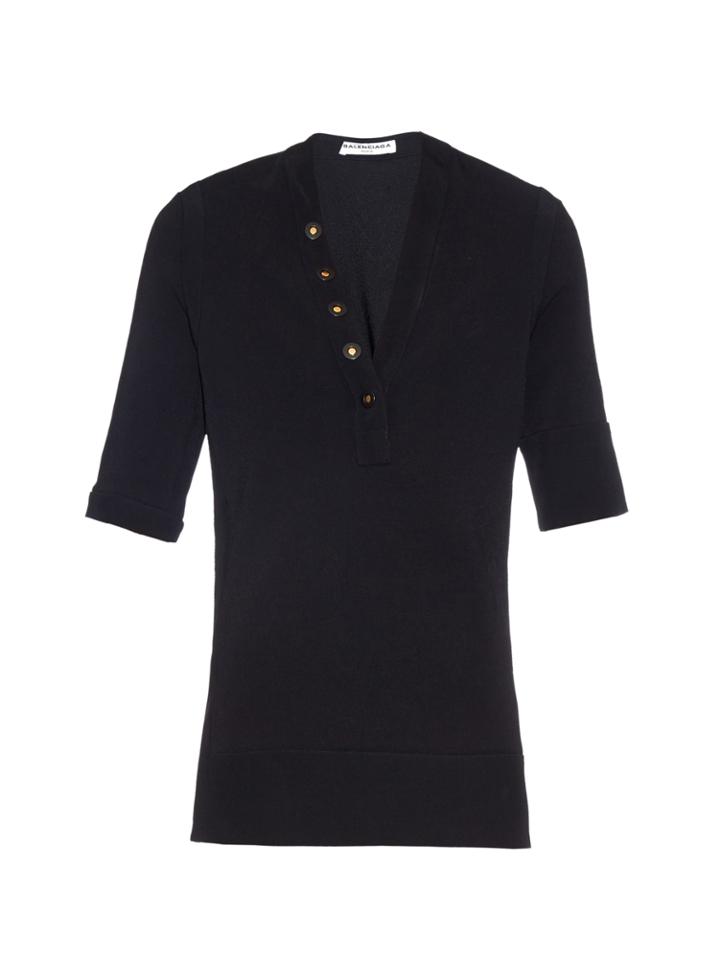 Balenciaga V-neck Heavyweight Crepe Top