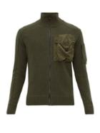 Matchesfashion.com C.p. Company - Technical Pocket Wool Blend Zip Through Cardigan - Mens - Green