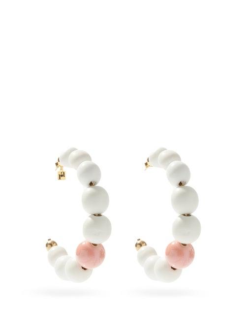 Matchesfashion.com Rosantica - Giocoliere Beaded Hoop Earrings - Womens - Pink Multi