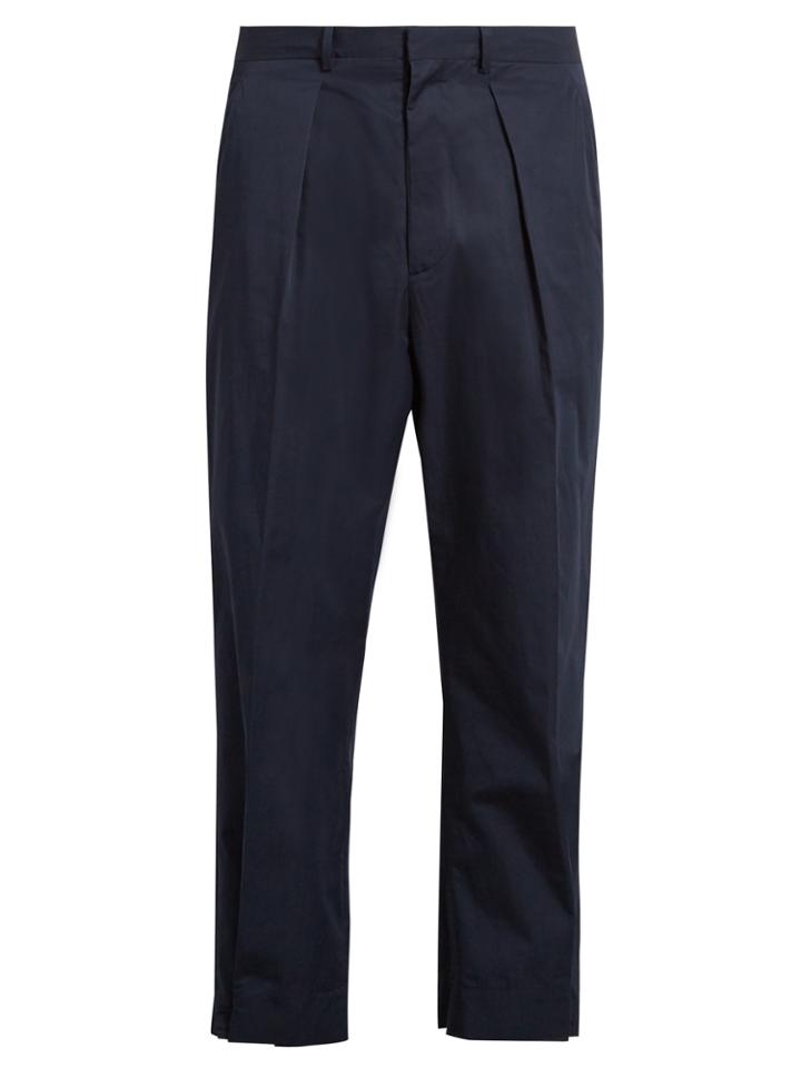Marni Wide-leg Button-cuff Cotton Cropped Trousers