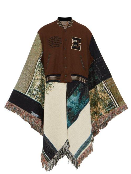 Matchesfashion.com Bless - Baseball Jacket Jacquard Poncho - Mens - Navy Multi