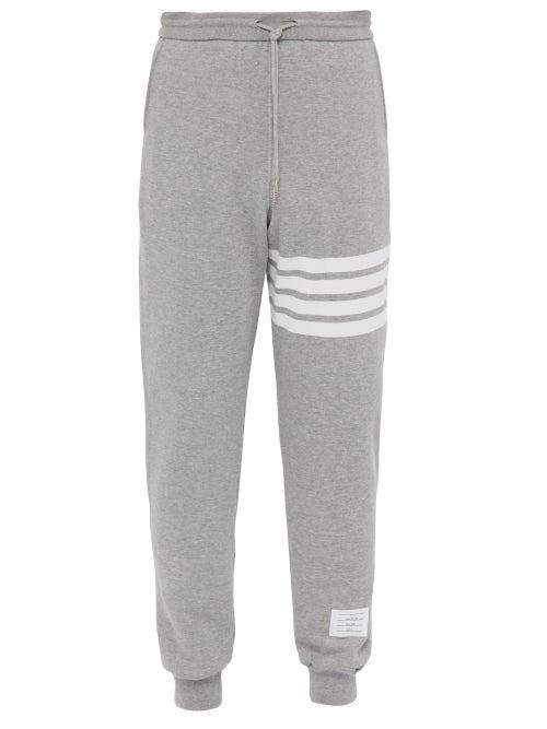 Matchesfashion.com Thom Browne - Striped Cotton Jersey Track Pants - Mens - Light Grey