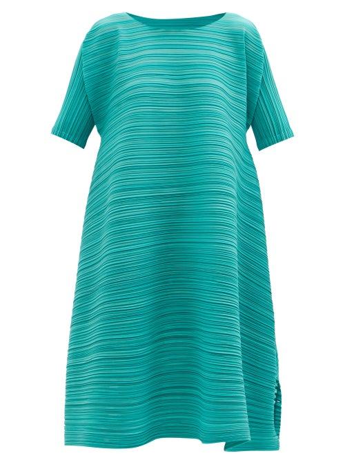 Matchesfashion.com Pleats Please Issey Miyake - Technical-pleated Trapeze Dress - Womens - Green