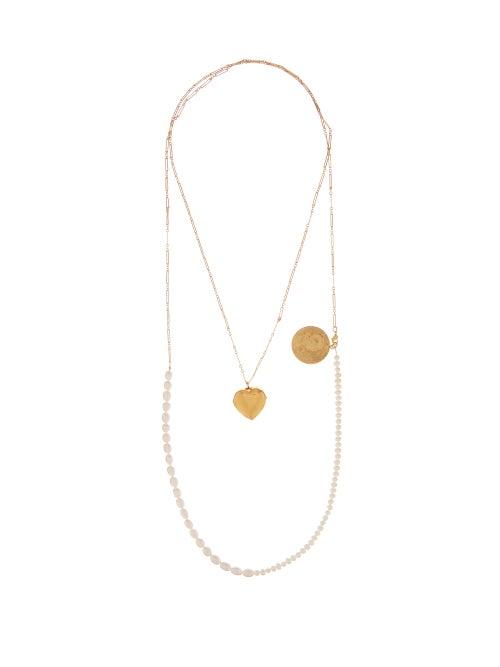 Matchesfashion.com Timeless Pearly - Pearl And Charm Double-layer Gold-plated Necklace - Womens - Pearl