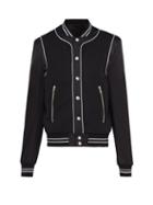 Matchesfashion.com Balmain - Logo Print Piped Bomber Jacket - Mens - Black