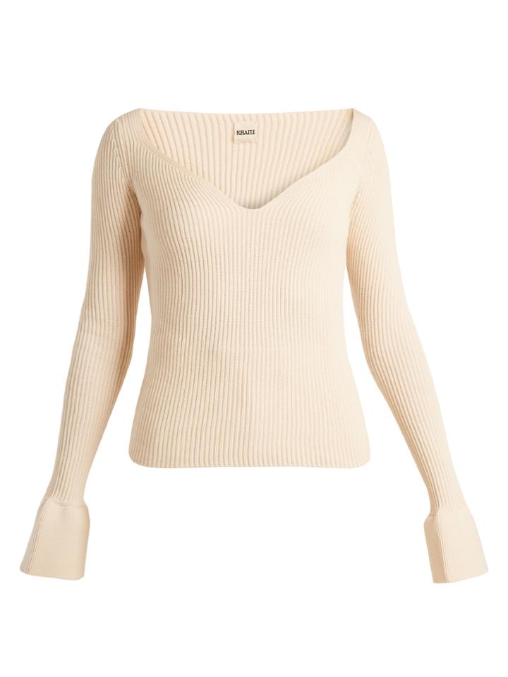 Khaite Bell-cuff Wool Sweater