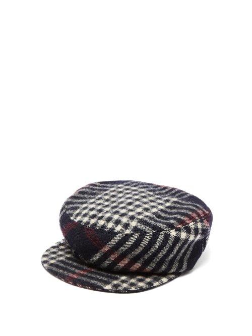 Matchesfashion.com Isabel Marant - Naly Plaid Wool Felt Cap - Womens - Navy