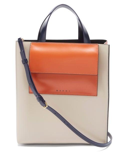 Ladies Bags Marni - Museo Small Leather Tote Bag - Womens - Cream Multi