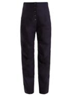 Matchesfashion.com Stella Mccartney - Fantine High Waist Straight Leg Wool Trousers - Womens - Navy