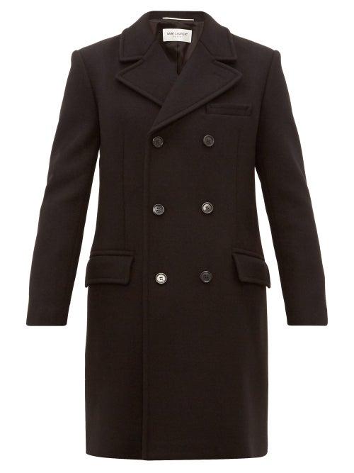 Matchesfashion.com Saint Laurent - Double Breasted Wool Peacoat - Mens - Black