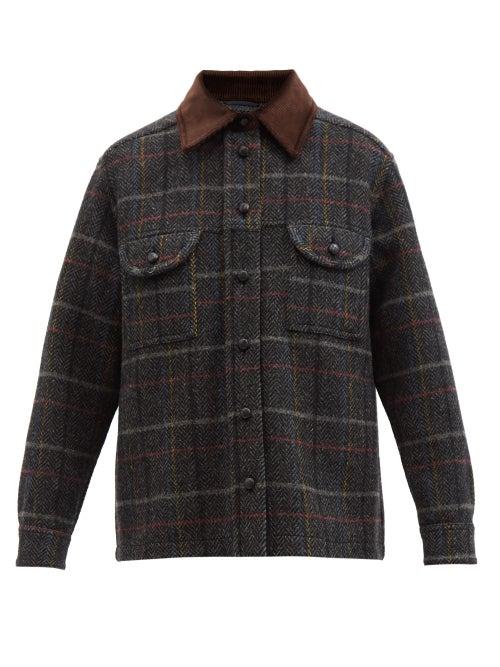 Blaz Milano - Berber Checked Wool-tweed Shirt Jacket - Womens - Dark Grey