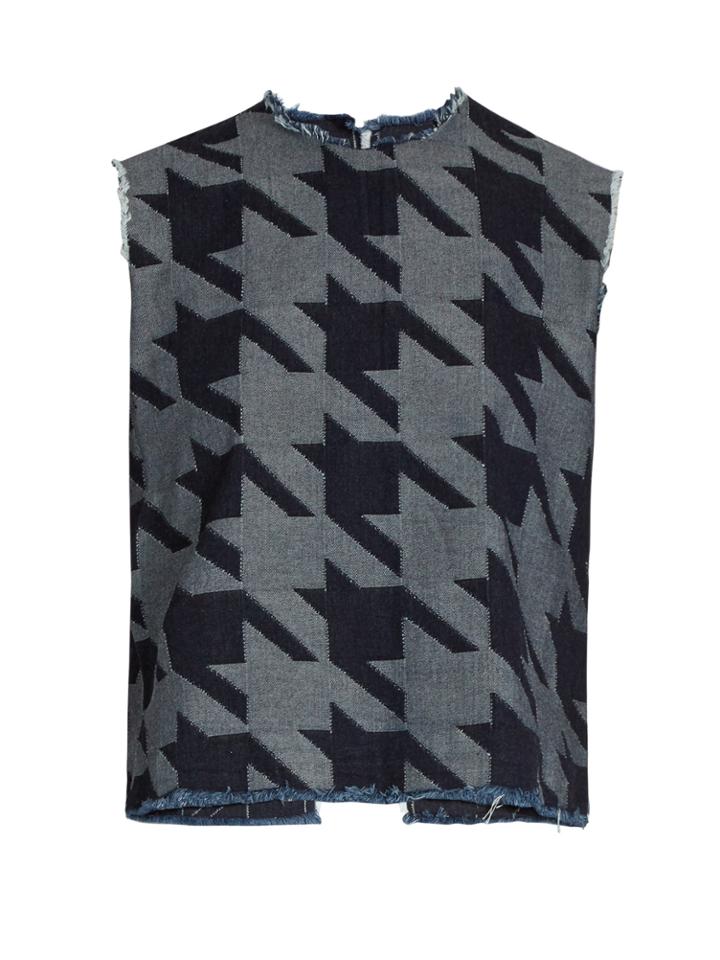 Marques Almeida Open-back Hound's-tooth Cotton Top