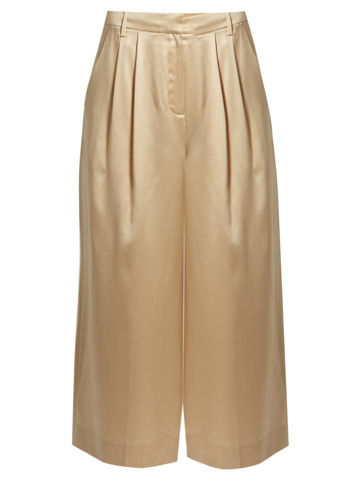 Tibi Mid-rise Wide-leg Cropped Silk-satin Trousers