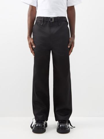 Sacai - Tie-cuff Cotton-twill Chino Trousers - Mens - Black