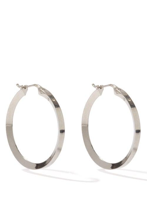 Ladies Jewellery Saint Laurent - Logo-engraved Hoop Earrings - Womens - Silver