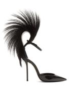 Matchesfashion.com Saint Laurent - Jamie Feather Embellished Patent Leather Pumps - Womens - Black