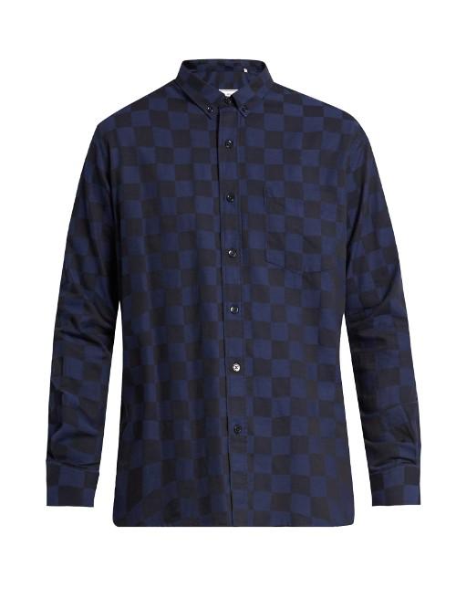 Ami Point-collar Checked Cotton Shirt