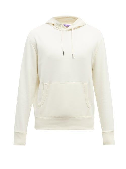 Mens Rtw Ralph Lauren Purple Label - Cotton-blend Jersey Hooded Sweatshirt - Mens - Cream