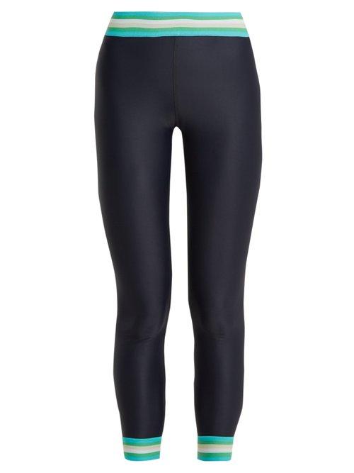 Matchesfashion.com The Upside - Striped Detail Compression Performance Leggings - Womens - Navy Print