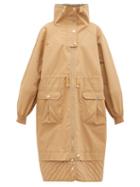 Matchesfashion.com Ganni - Funnel Neck Puff Sleeve Cotton Blend Parka Coat - Womens - Beige