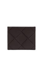 Matchesfashion.com Bottega Veneta - Increcciato Woven Leather Cardholder - Mens - Dark Brown